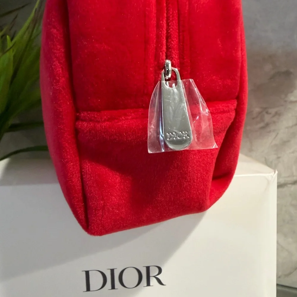 Dior Velvet Makeup Pouch Bag Red - Picture 2 of 2